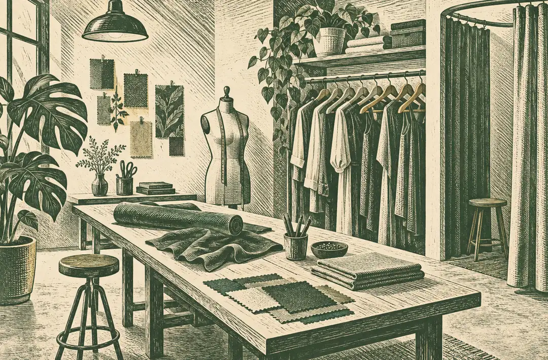 Illustration of apparel retailers and their working space